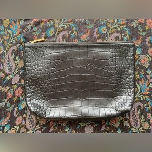 Cuyana Croc Embossed Zipper Pouch in Black - Excellent Used Condition!